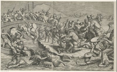 Batalha da Ponte Milvian (partes esquerdas) de Monogrammist SK (prentmaker)