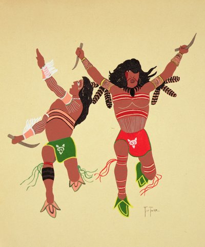 Kiowa Warriors (impressão pochoir) de Monroe Tsatoke