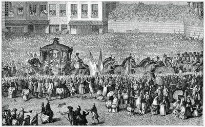 Carruagem em uma parada, 1782, 1885. de Moreau