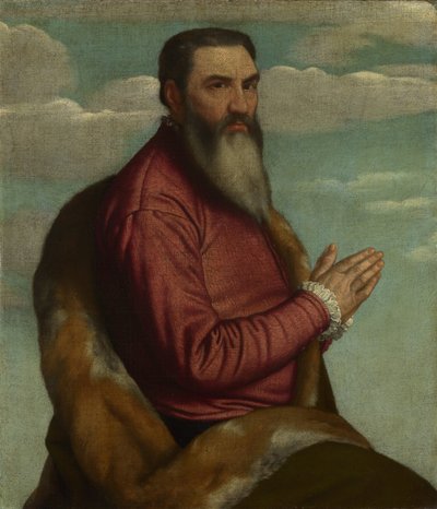 Homem orando com uma barba longa, ca 1545 de Moretto da Brescia
