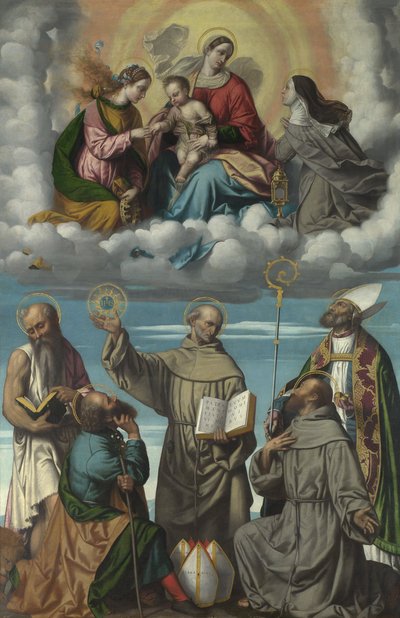 A Virgem e o Menino com São Bernardino e Outros Santos de Moretto da Brescia