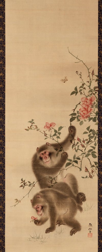 Macacos e rosas de Mori Sosen