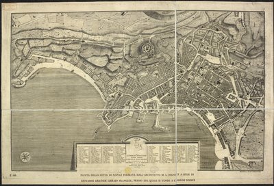 Mapa de Nápoles, Mapa da cidade de Nápoles ... M.L. Jolivet ... belin. [sic] et sclp. 1755 (gravura) de Morise Lewes Jolivet