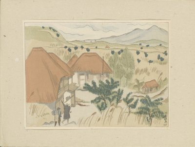 Fontes de água quente de Kawakami Kawakami Onsen (título no objeto) Parte dois, área de Aizu (título da série) Dai nishû, Aizu no bu (título da série) Impressões de paisagens japonesas (título da série) Nihon fûkei hanga (título da série) de Morita Tsunetomo