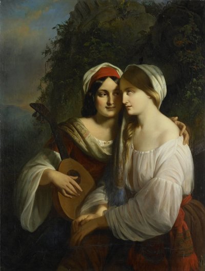 Duas mulheres em traje italiano de Moritz Calisch (signed by artist)