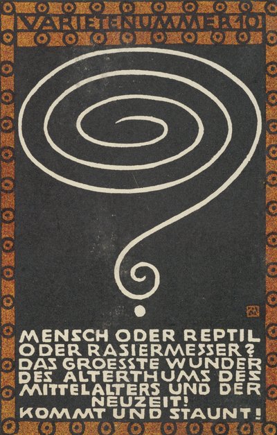 Lei de Variedades 10: Homem ou Réptil ou Navalha Lei de Variedades 10: Homem ou Réptil ou Navalha..., 1907. de Moritz Jung