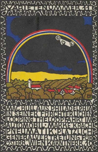 Variety Act 11: Mac Bull da Filadélfia em seu assustador passeio de loop-the-loop em seu carro ..., 1907. de Moritz Jung