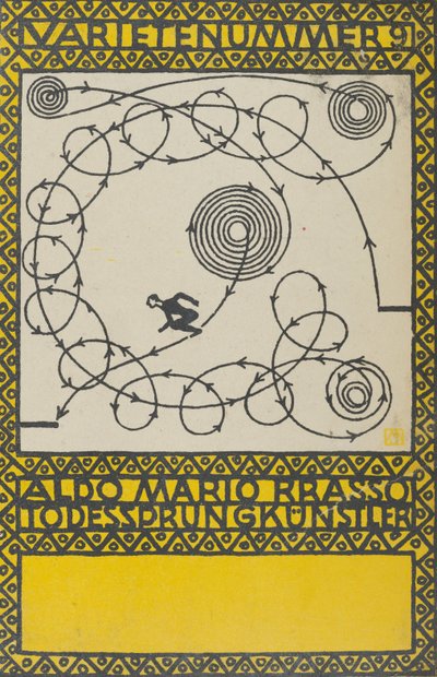 Variety Act 9: Aldo Mario Brasso, Artista do Salto da Morte Varietenummer 9: Aldo Mario Bras..., 1907. de Moritz Jung