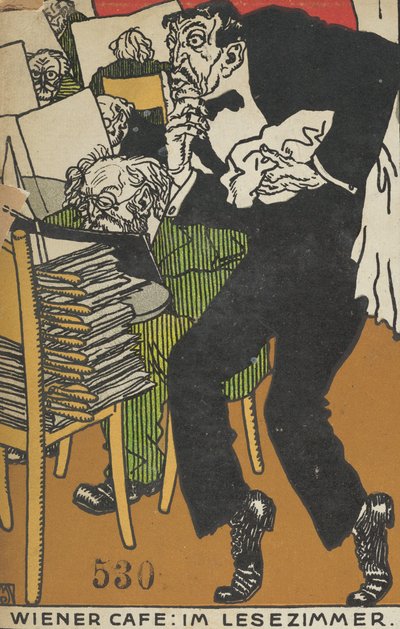 Café vienense: na sala de leitura Wiener Café: Im Lesezimmer, 1911. de Moritz Jung