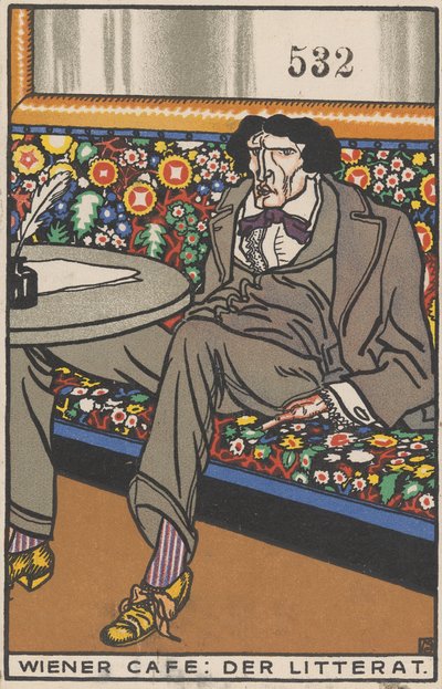 Café vienense: The Man of Letters Wiener Café: Der Litterat, 1911. de Moritz Jung