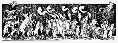 O cortejo fúnebre do caçador De: Munich Bilderbogen No 44 de Moritz Ludwig von Schwind