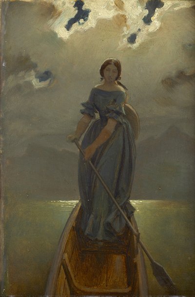 A baronesa Baronesa Marie Spaun em Gmundner See, c. 1851. de Moritz Ludwig von Schwind