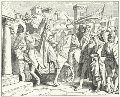 Carlos Magno entrando em Pavia, 774 (gravura) de Moritz Ludwig von Schwind