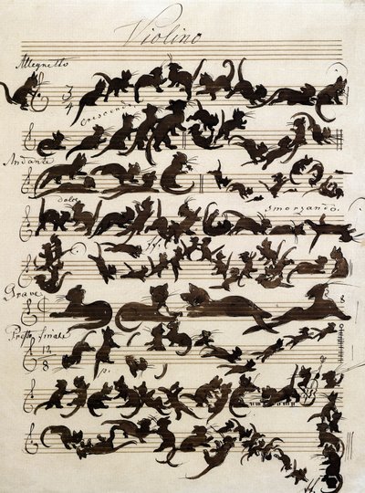 A Sinfonia do Gato (Die Katzensymphony) desenho de Moritz von Schwind de 1868. Staatliche kunsthalle karlsruhe. de Moritz Ludwig von Schwind