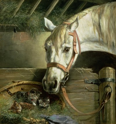 Cavalo e gatinhos, 1890 de Moritz Muller