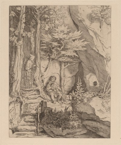 Um monge com um tocador de gaita de foles de Moritz Ludwig von Schwind