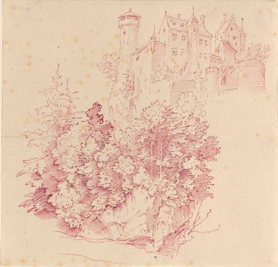 Castelo fortificado em um penhasco alto de Moritz Ludwig von Schwind