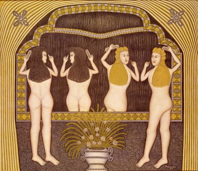 Duas Mulheres em Frente de um Espelho de Morris Hirshfield