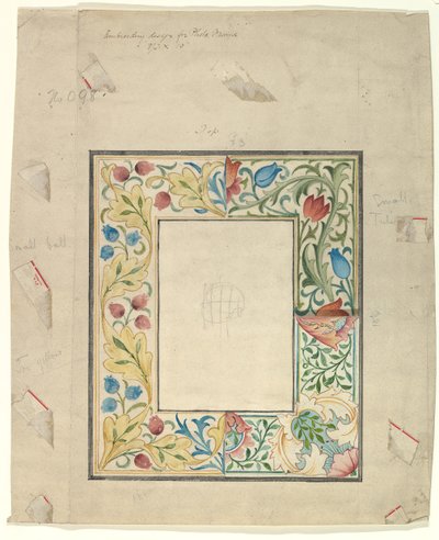 Desenho de Bordado para Moldura, nº 098, após 1875. de Morris and Co