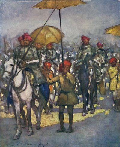 Os Retentores dos Chefes Shan na Revisão Nativa, 1903 de Mortimer L Menpes