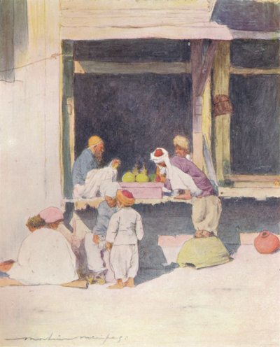 Um bazar em Peshawur, 1905 de Mortimer Ludington Menpes
