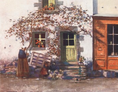 Uma casa de campo em Rochefort-en-Terre (litografia a cores) de Mortimer Ludington Menpes