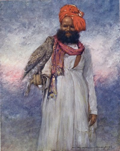 Um Falcão de Rajgarh (cor litho) de Mortimer Ludington Menpes