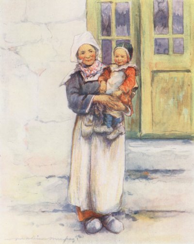Uma pequena mãe (litografia a cores) de Mortimer Ludington Menpes