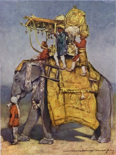 Um Elefante de Estado em todos os seus Trappings (cor litho) de Mortimer Ludington Menpes