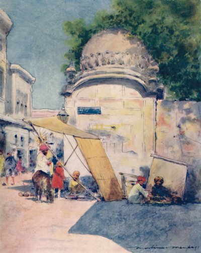 Na esquina de uma rua, Amritsar, 1905 de Mortimer Ludington Menpes