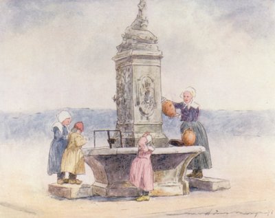 Na fonte, Concarneau (litografia a cores) de Mortimer Ludington Menpes