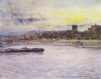 Chelsea Reach, com a Igreja Velha de Mortimer Ludington Menpes