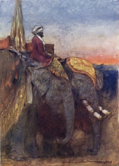 Jaipur Elephants (cor litho) de Mortimer Ludington Menpes