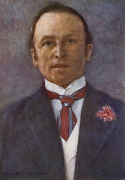 Lord Curzon em seu Estudo em Delhi (cor litho) de Mortimer Ludington Menpes