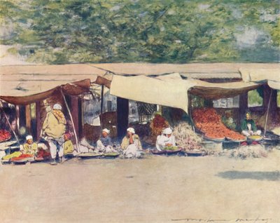 Dia do mercado em Peshawur, 1905 de Mortimer Ludington Menpes