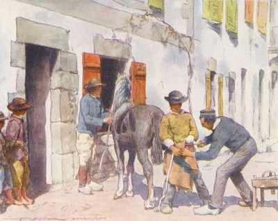 Exterior da ferraria, Pont-Aven (litografia a cores) de Mortimer Ludington Menpes