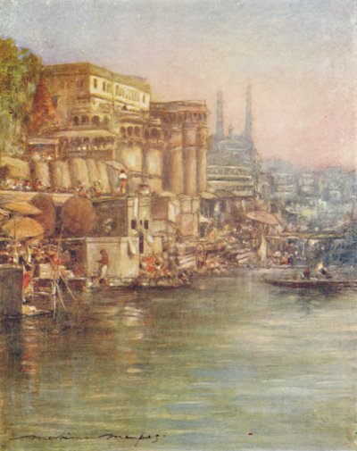 A beira do rio, Benares, 1905 de Mortimer Ludington Menpes