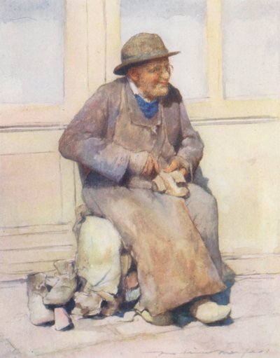 O sapateiro da aldeia (litografia a cores) de Mortimer Ludington Menpes