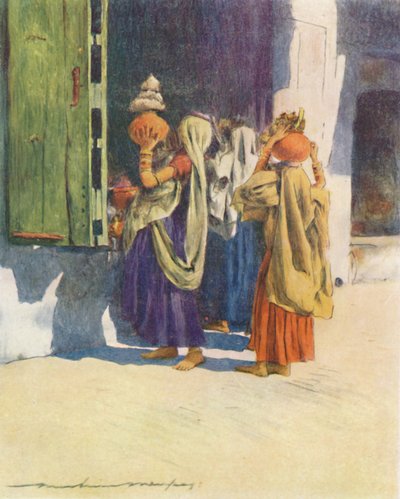 Transportadores de água em Nutha, 1905 de Mortimer Ludington Menpes