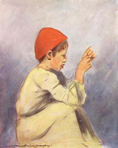 Crianças do Mundo: Rapaz Alfaiate (litografia a cores) de Mortimer Ludington Menpes