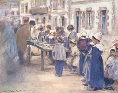 Crianças do Mundo: Bretão, dia de mercado (litografia a cores) de Mortimer Ludington Menpes