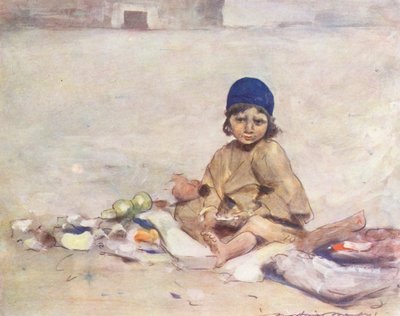 Crianças do Mundo: Cashmere, Sitting Still (litografia a cores) de Mortimer Ludington Menpes
