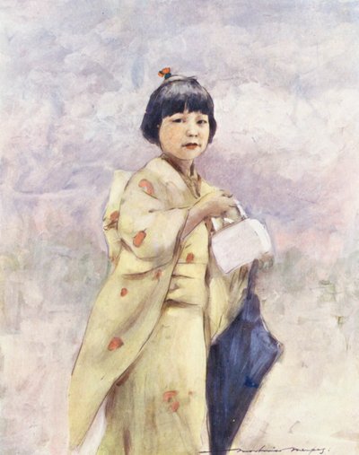 Crianças do mundo: Japonês, a fazer compras (litografia a cores) de Mortimer Ludington Menpes