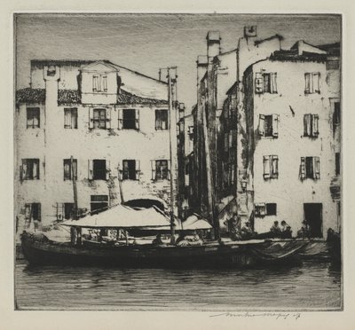 Barcos em um canal, Ilha Veneziana de Mortimer Menpes