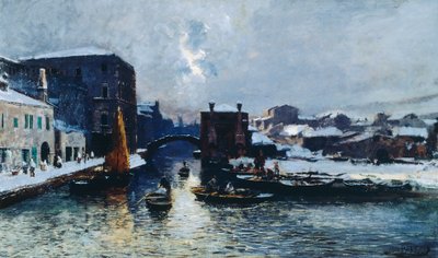 Chioggia sob a neve de Mose Bianchi