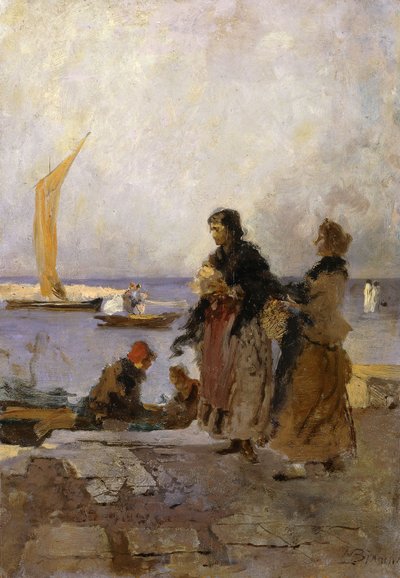 No cais de Chioggia; No cais de Chioggia, de Mose Bianchi