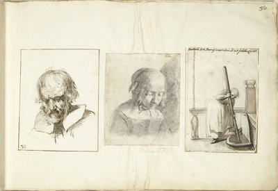 Homem velho, uma rapariga e uma mulher com um gancho para o poço de Moses Ter Borch