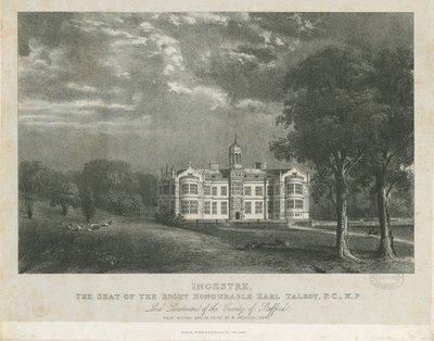 Ingestre Hall: litografia, nd [c 1840] de Moses Webster