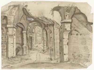 Caminho através do Coliseu, Roma de Moses ter Borch (manner of)