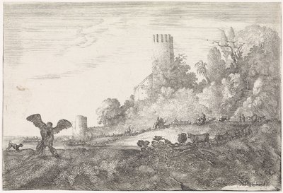 Jacó luta com o anjo Paisagens da Arcádia (título da série) de Moyses van Wtenbrouck